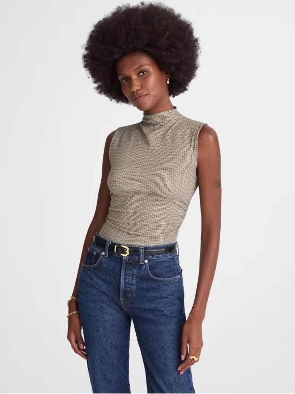 Madewell- Sleeveless Navy Ruched Side Top - Women